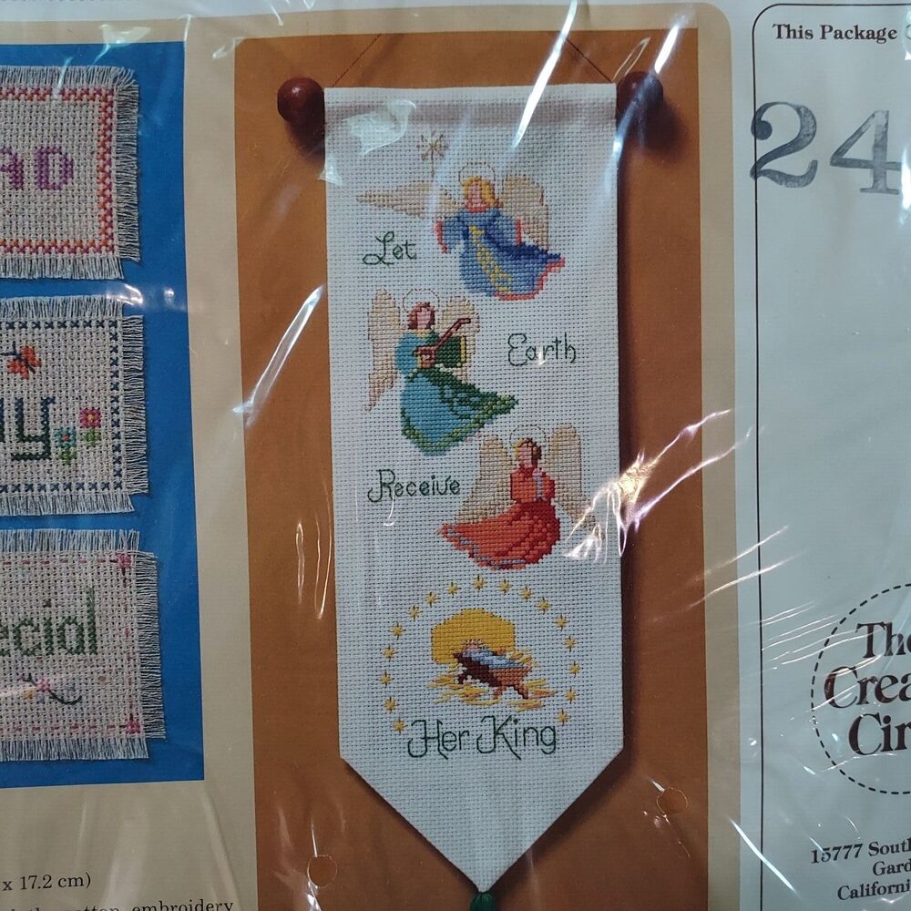 Creative Circle Needlework Cross Stitch Kit King Of Angels Hanging Banner #2423 - Picture 2 of 7